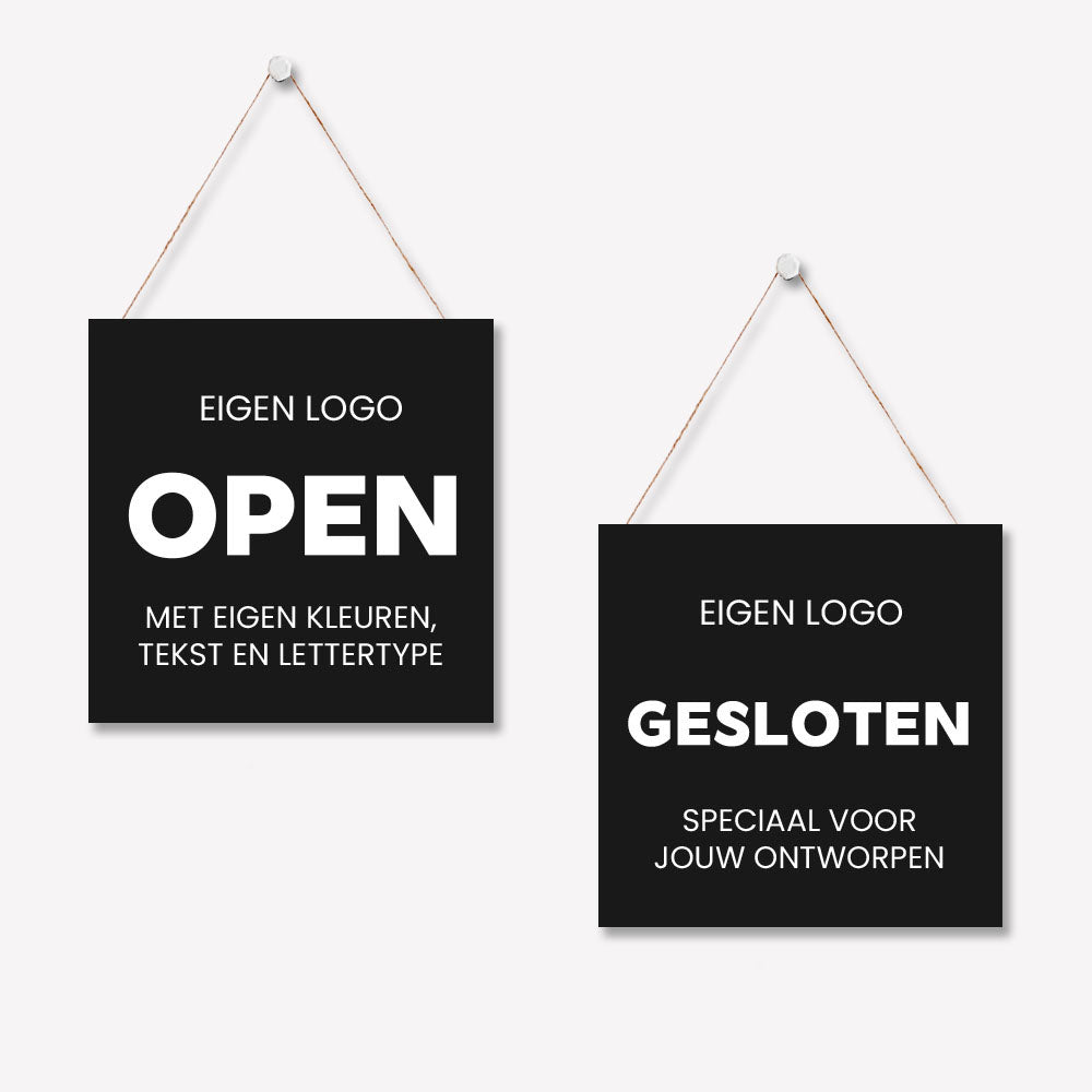 Open/gesloten bordje Gepersonaliseerd vierkant