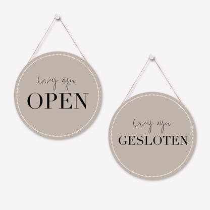 Open/gesloten bordje R Elegant Beige