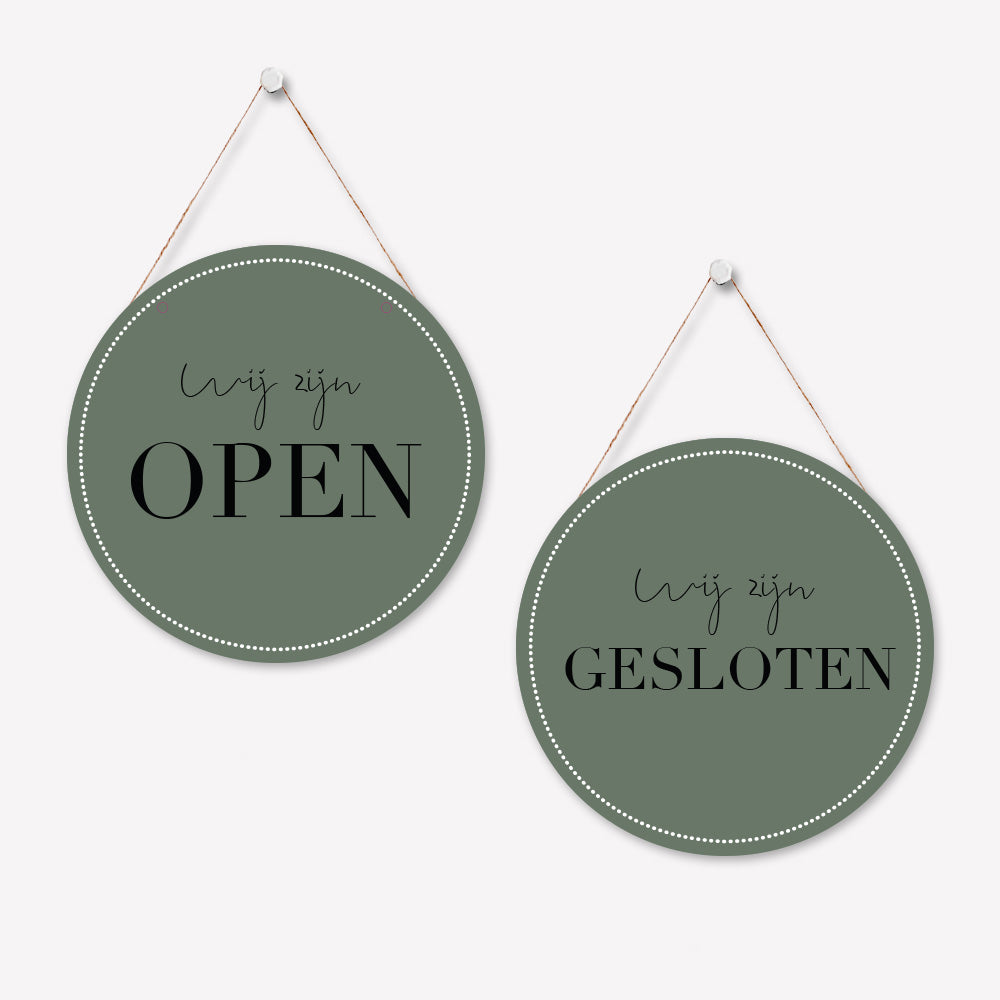 Open/gesloten bordje R Elegant Donkergroen