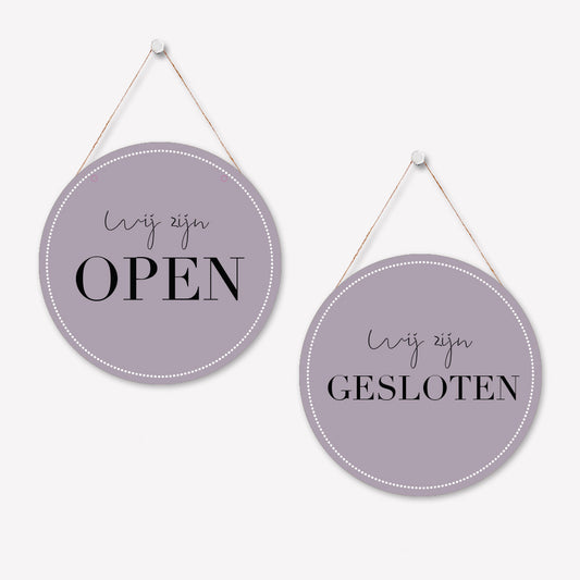 Open/gesloten bordje R Elegant Lila