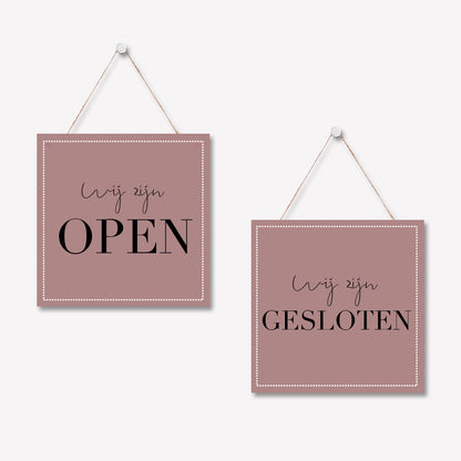 Open/gesloten bordje V Elegant Roze