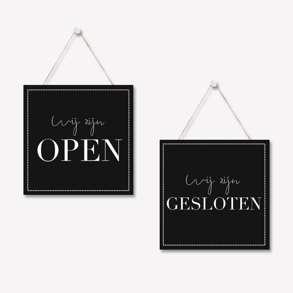 Open/gesloten bordje V Elegant Zwart